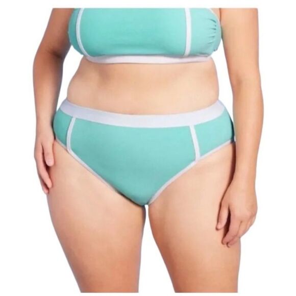 Kona Sol Terry cloth Bandeau Turquoise Blue Biquíni two Piece Size M NWT - Picture 3 of 12